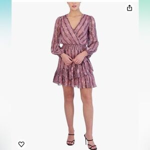 Laundry by Shelli Segal Printed Ruffled Long Sleeve Mini Dress